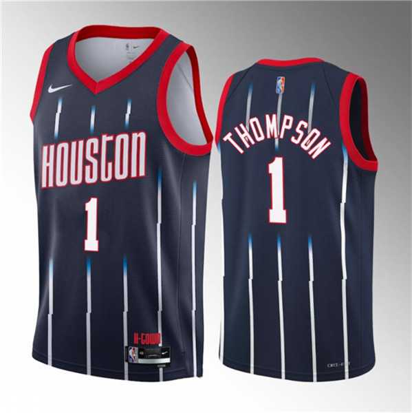 Men%27s Houston Rockets #1 Amen Thompson Navy 2023 Draft City Edition Stitched Basketball Jersey